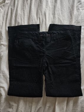 Express Editor Black Pinstripe Women's Trousers - Tailored Flare Size 8 R